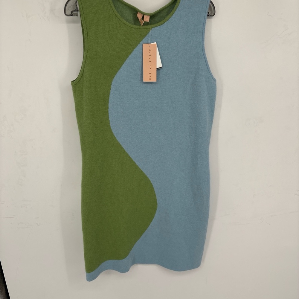 Stylish Green and Blue Mini Dress